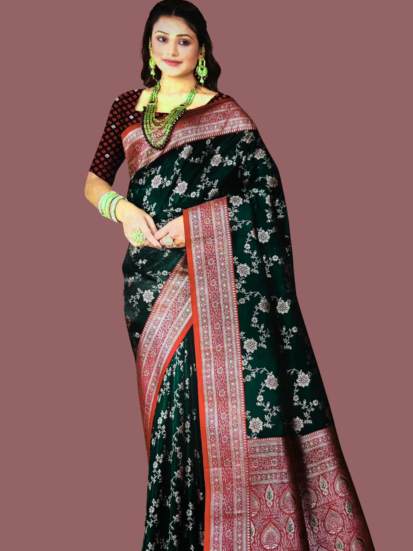 Celebrity Choice Lalima Satin Contrast Silk Saree with Unstitched Blouse – Luxurious Shine & Elegant Style