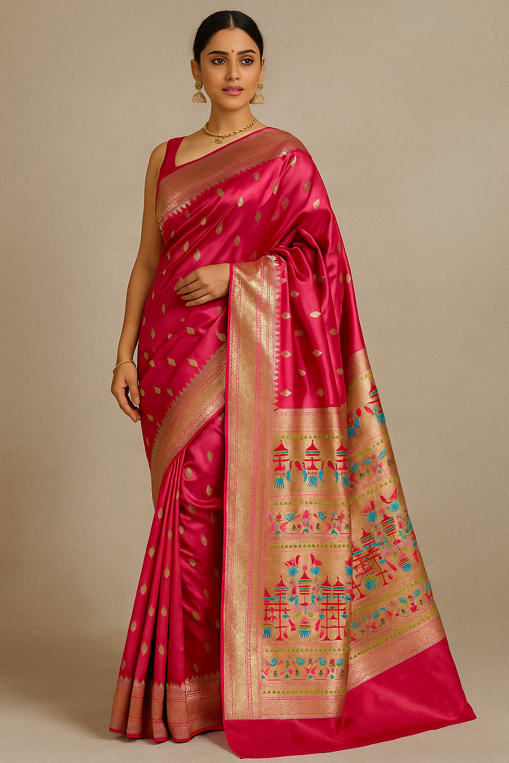 Paithani Silk with unstitched Blouse