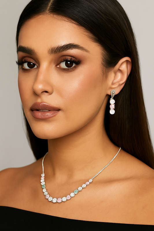 Multi-Color American Diamond Necklace Set