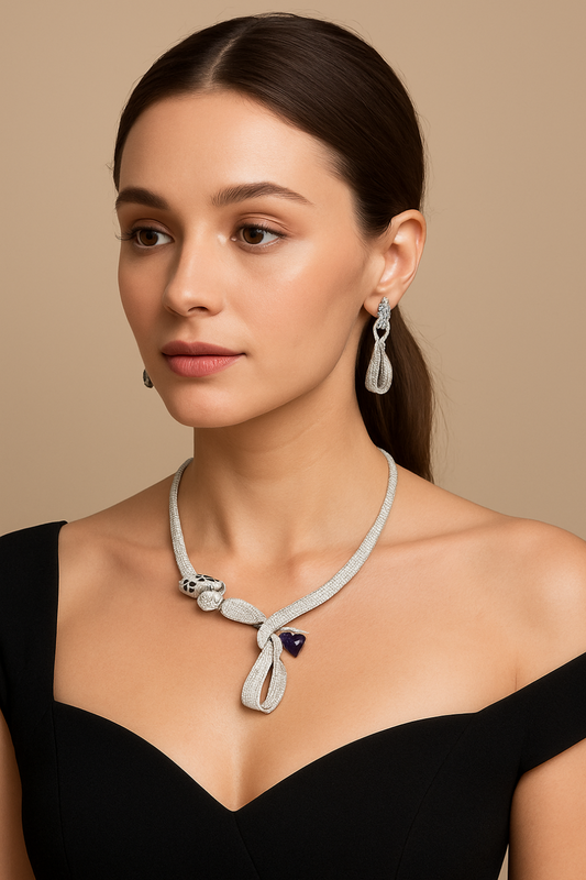 Beautiful Teardrop American Diamond Neckless