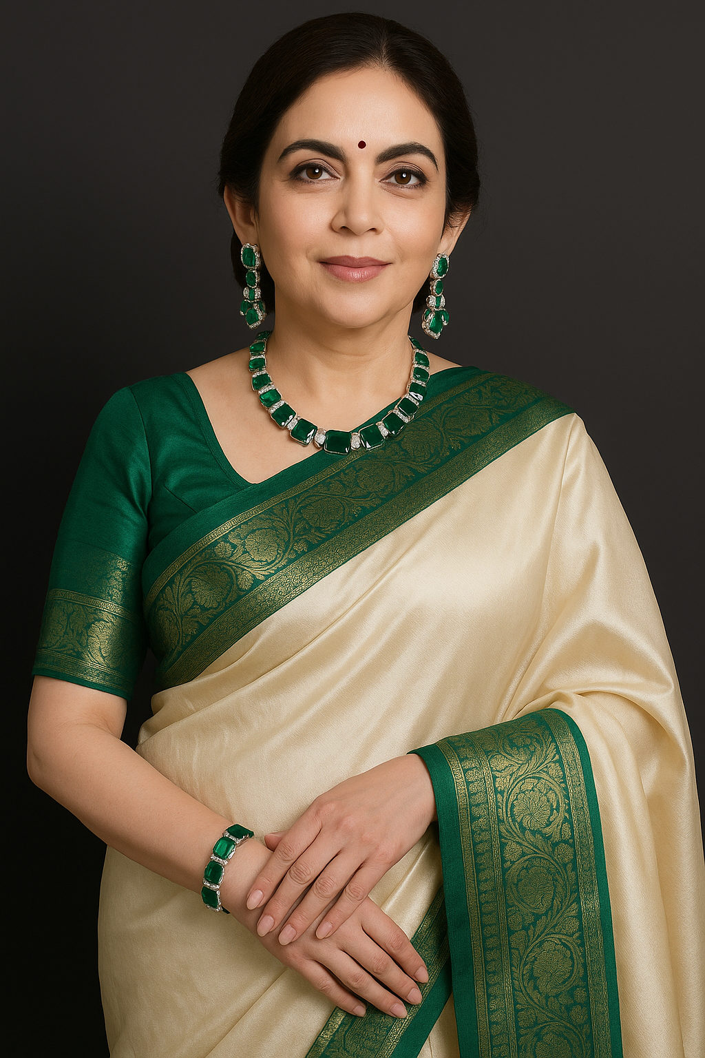 Neeta Ambani inspired American diamond green Necklace